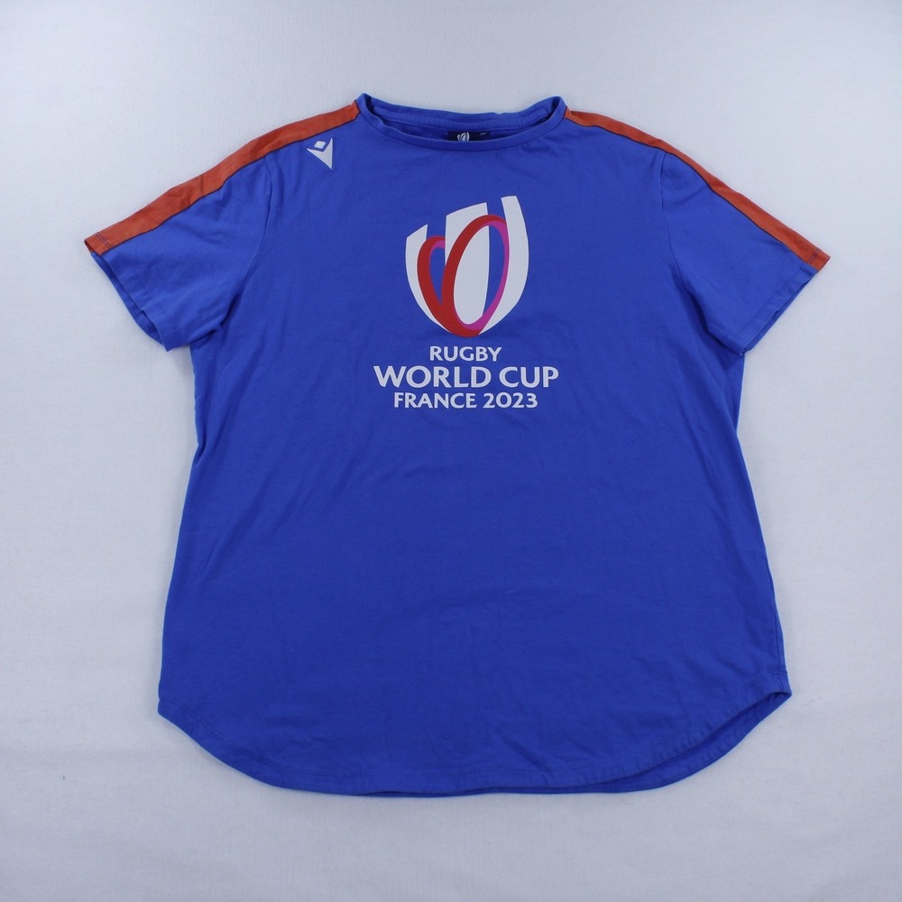Macron Rugby World Cup France 2023 Official Blue Cotton T-Shirt Mens XXL 2XL